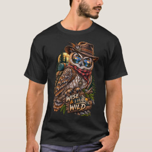 Weises und Wildes Eulen-Wanderer-Grafik-T-Shirt T-Shirt