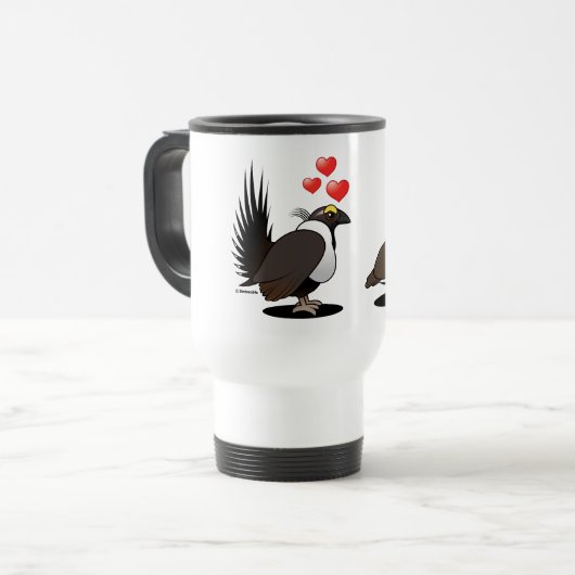 Weises Waldhuhn-Liebe Reisebecher (Vorderseite Links)