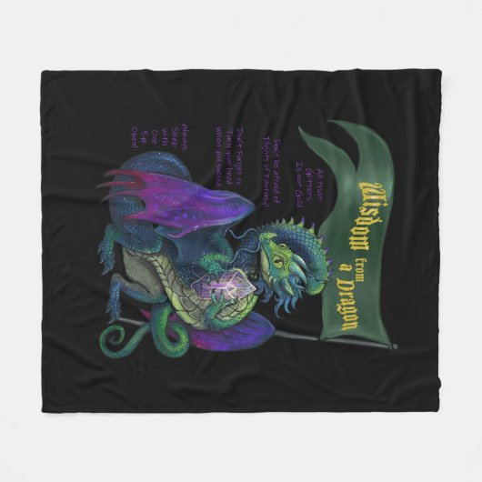 Weisheit aus Drachen Fleecedecke (Vorderseite (Horizontal))