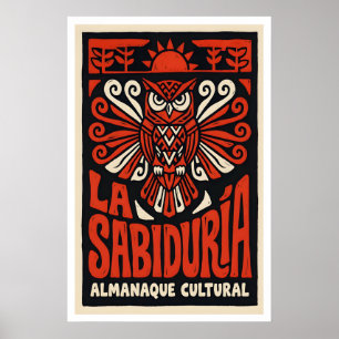 Weisheit Eule Poster Fette Rote und Schwarze Volks