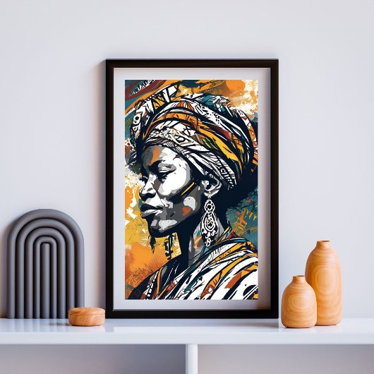 Weisheit in Farbe - Traditionelle Afro-Frau Poster