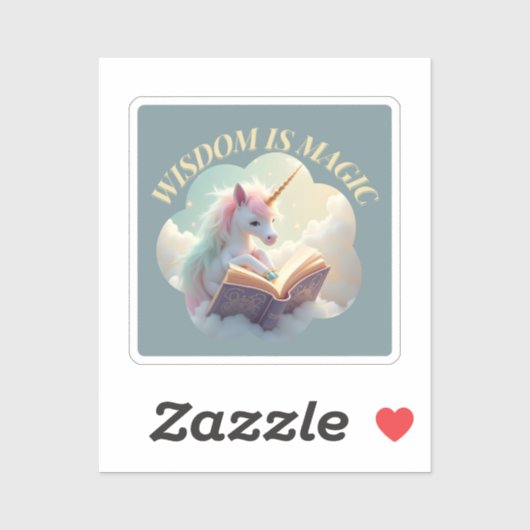 Weisheit ist Magie - Niedliches Einhorn Aufkleber (Blatt)