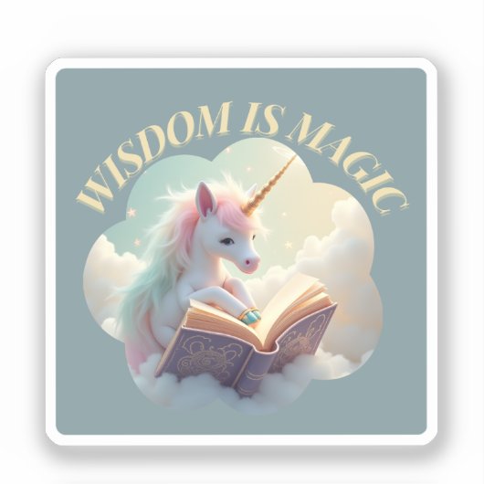 Weisheit ist Magie - Niedliches Einhorn Aufkleber (Vorderseite)