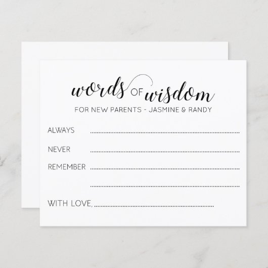 Weisheit Neue Eltern Ratschläge Kinderdusche (Vorne/Hinten)