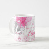 Weisheit Pink Floral Wasserfarbe Typografie Kaffeetasse (Vorderseite Links)