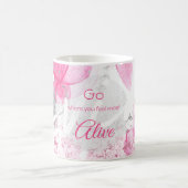 Weisheit Pink Floral Wasserfarbe Typografie Kaffeetasse (Mittel)