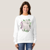 Weisheit Rosa Blume und Blätter Typografie Sweatshirt (Vorne ganz)