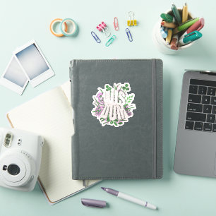 Weisheit Rosa Blumen und Blätter Typografie Aufkleber