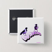 Weisheit - Zwei weise lila Krähen Button (Vorne & Hinten)