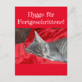 Weisheiten&Humor Hygge ..! Katze schläft auf rot Postkarte