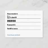 Weisheitsratenkarte für den Abschluss Visitenkarte (Rückseite)