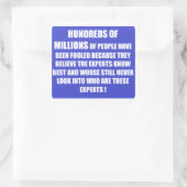 Weisheitswörter blau und weiß quadratischer aufkleber (Tasche)