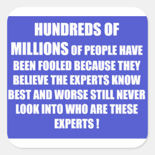 Weisheitswörter blau und weiß quadratischer aufkleber