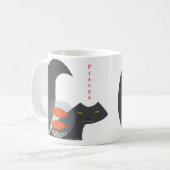 Weiß 11 Unze klassisches Tassen-/Fisch-Katzenbild Kaffeetasse (Vorderseite Links)