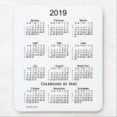 Weiß 2019 52 Wochen-Kalender durch Janz Mousepad (Vorne)