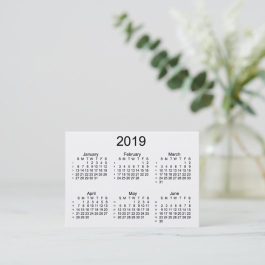 Weiß 2019 52 Wochen-Kalender durch Janz Visitenkarte (Stehend Vorderseite)