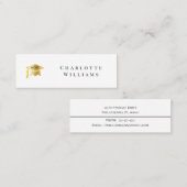 Weiß 2025 | Abschluss-Einsteckkarte Gold Grad Mini Visitenkarte (Vorne/Hinten)