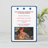 Weiß 4. Juli Hamburger Barbecue Einladung (Stehend Vorderseite)