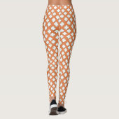 Weiß 4 Leaf Kleeblatt Muster auf ORANGE Leggings (Rückseite)