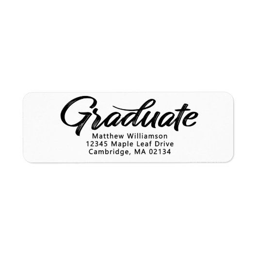 Weiß Abschluss Fett Schwarzes Script Moderne Adres (Vorne)