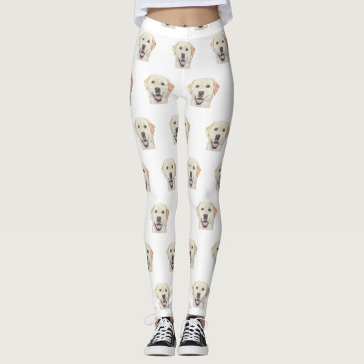Weiß Adorable Yellow Labrador Retriever Leggings (Vorderseite)
