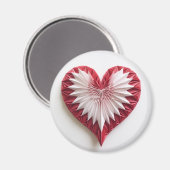 Weiß am roten Origami-Herz Magnet (Vorderseite/Rückseite)