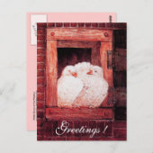 WEISS AN DER FENSTER ROT POSTKARTE (Vorne/Hinten)