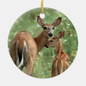 Weiß-angebundene Rotwild mit ihrem Kitz Keramikornament (Hinten)