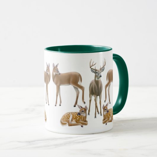 Weiß angebundene Rotwild-Wecker-Tasse Tasse (VorderseiteRechts)