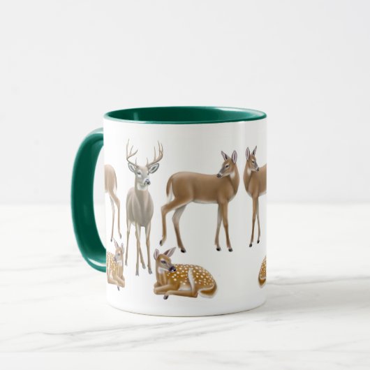 Weiß angebundene Rotwild-Wecker-Tasse Tasse (Vorderseite Links)