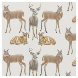 Weiß angebundenes Rotwild-Familien-Gewebe Stoff