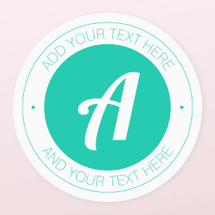 Weiß & Aqua Green Monogram oder Logo hinzufügen Wa Etiketten