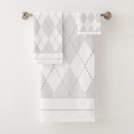Weiß Argyle Badhandtuch Set (Insitu)