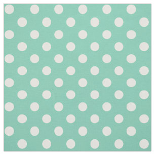 Weiß auf aquamarinem grünem Polka-Punkt Stoff