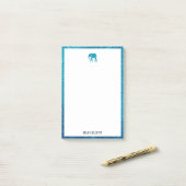 Weiß auf Aquamarinen Imitaten Glitzer Elephant & B Post-it Klebezettel (Auf Schreibtisch)