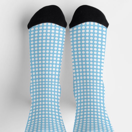 Weiß auf Baby Blue Medium Horiz. Polka Dots Socks Socken (Oben)