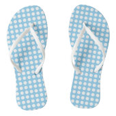 Weiß auf Baby Blue Medium Horizontal Polka Dots Badesandalen (Fußbett)