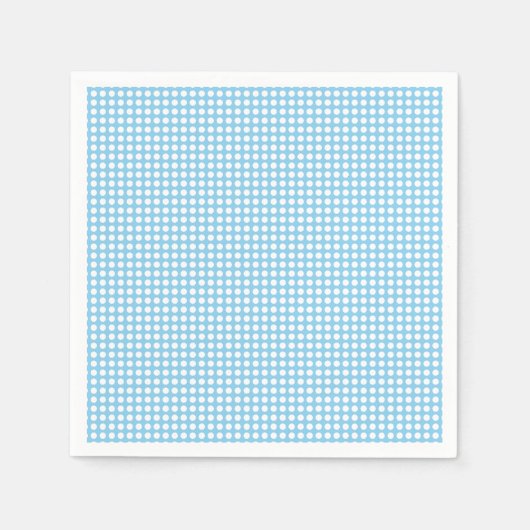 Weiß auf Baby Blue Small Horiz. Polka Dots Paper Serviette (Vorderseite)