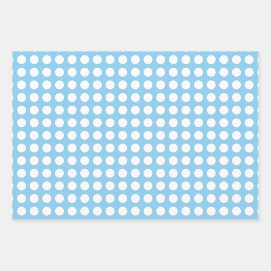 Weiß auf Baby Blue Unterschiedliche Größe Hor. Pol Geschenkpapier Set (Vorderseite 2)