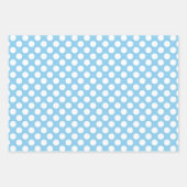 Weiß auf Baby Blue Unterschiedliche Größen Polka D Geschenkpapier Set (Vorderseite 2)