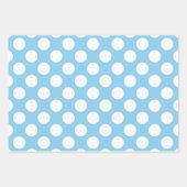 Weiß auf Baby Blue Unterschiedliche Größen Polka D Geschenkpapier Set (Vorderseite)