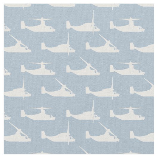 Weiß auf Blassblau V-22 Osprey Muster Fabric Stoff (Nahaufnahme)