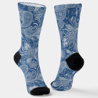 Weiss auf Blau Islamisches Motiv Paisley-Muster