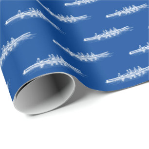 Weiß auf Blau Rudern Ruderer Crew Team Wassersport Geschenkpapier