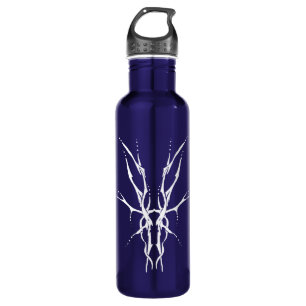 Weiß auf Blau Stammeshirschschädel Jagd-Design Edelstahlflasche