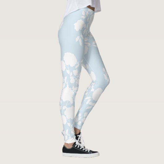 Weiß auf blauem BlumenToile kundenspezifischem Leggings (Rechts)