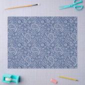Weiß auf blauem Vintage-Paisleymuster Seidenpapier (Basteln)