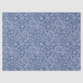 Weiß auf blauem Vintage-Paisleymuster Seidenpapier (Vorderseite)