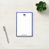 Weiß auf Blue Imitats Glitzer Elephant & Border, N Post-it Klebezettel (Büro)