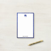 Weiß auf Blue Imitats Glitzer Elephant & Border, N Post-it Klebezettel (Auf Schreibtisch)
